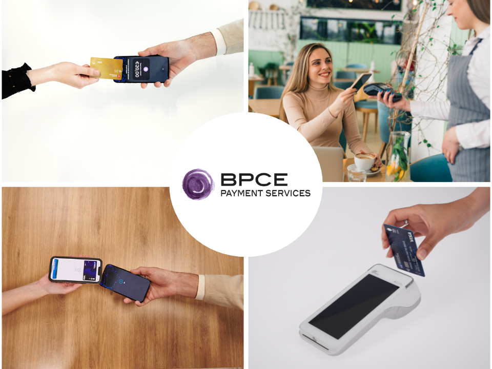 Logo BPCE Payment Services et 4 situations de paiement